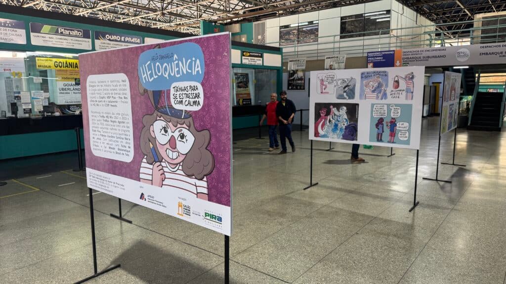 Mostra de cartuns chega à Rodoviária de Piracicaba
